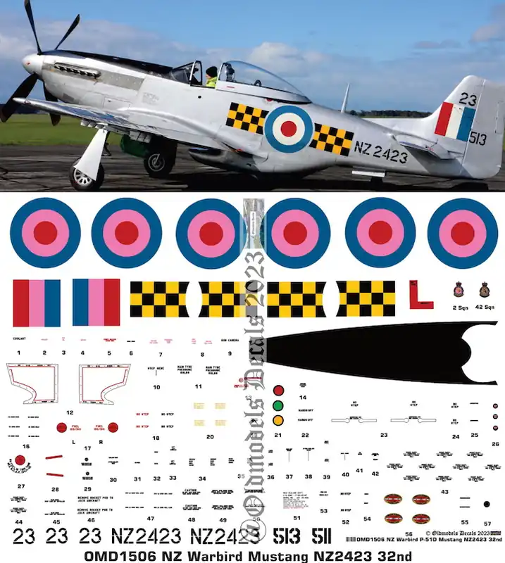 Meilleure Vente Old models Decals 1506 P-51 D Mustang - New Zealand Warbird (NZ2423)