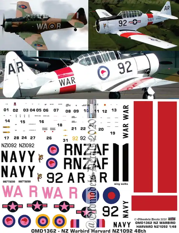 Bon Plan Old models Decals 1362 North American Harvard - New Zeeland Warbird (NZ1092 / 2020)