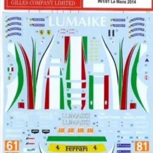 Studio 27 DC1063 Ferrari 458 Italia - Italia AF Corse / Le Mans 2014 Decals Set (for Studio 27 Kits) Commander Vite