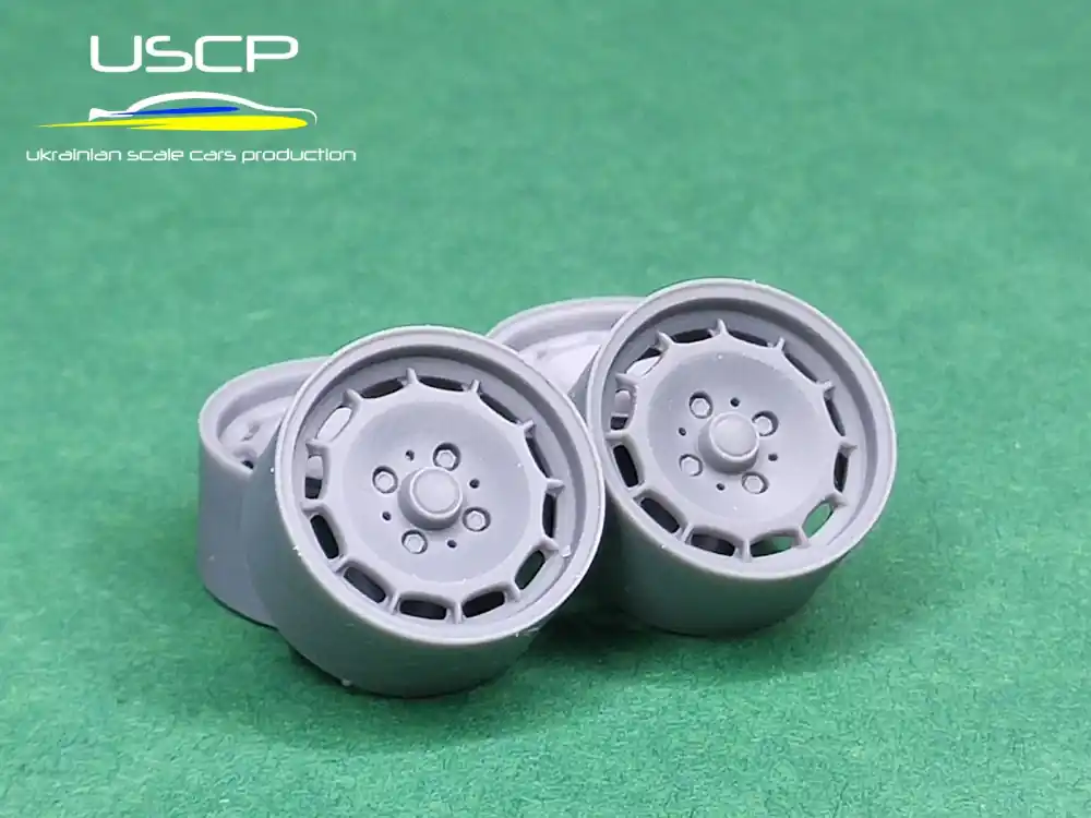 Ukrainian Scale Cars Production (USCP) 24P008 BMW 2002 Turbo Wheels 14‘‘ + Tires (3D Printed / for Aoshima / Fujimi and Tamiya Kits) Commande En Gros