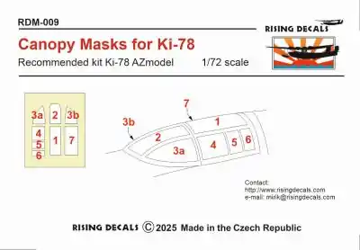 Rising Decals RDM009 Ki-78 - Canopy Mask Set (for AZ Model Kits) Offre Limitée