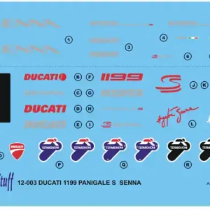 Blue Stuff 12-003 Ducati 1199 Panigale S Senna - Decal Set (for Tamiya 14129 Kit) Authentique