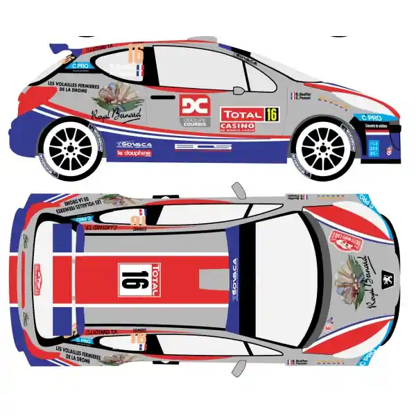 Racing Decals RDR-001 Peugeot 206 S2000 - No.16 Monte Carlo 2012 Authentique