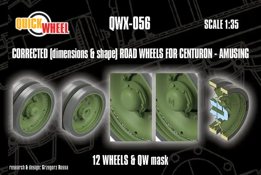 Remise Quick Wheel QWX56 Centurion - Corrected Road Wheels 12 Wheels & QW Mask (for Amusing Hobby Kits)