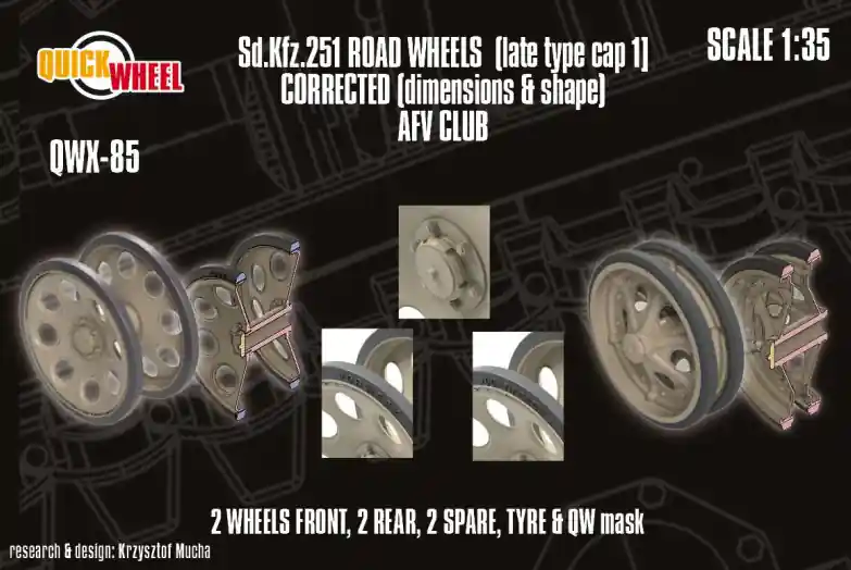 Quick Wheel QWX85 Sd.Kfz. 251 - Corrected Road Wheels (for AFV Club Kits) Achetez Aujourd'hui