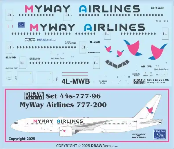 Bon Plan Draw Decal 44-777-96 Boeing 777-200 - MyWay Airlines