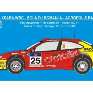 Rejimodel 080 Citroen Xsara WRC - Rally Acropolis 2003 Sola / Romani (for Heller Kits) Satisfait Ou Remboursé