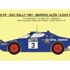 Rejimodel 277 Lancia Stratos HF "Chardonnet - Lancia UK" RAC Rally 1981 - Alen / Kivimaki (for Hasegawa Kits) Commande En Gros