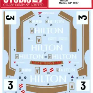 Studio 27 DC1177 BMW M3 - Hilton Macau GP 1987 Decals Set (for Aoshima Kits) Expédié Aujourd'hui