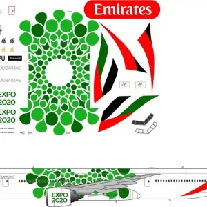 Bon Marché BSmodelle 144406g Boeing 777-300ER - Emirates EXPO 2020 Green Decal