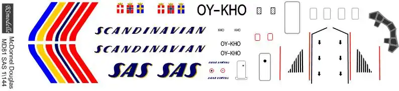 BSmodelle 144477 McDonnell Douglas MD-81 - SAS Classic Decal Vente Flash