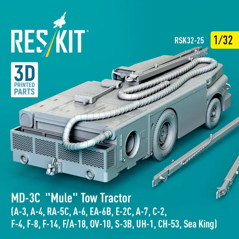 RES/KIT K32-0025 MD-3С ‘Mule‘ Tow Tractor (A-3, A-4, RA-5C, A-6, EA-6B, E-2C, A-7, C-2, F-4, F-8, F-14, F/A-18, OV-10, S-3B, UH-1, CH-53, Sea King) (3D Printed Model Kit) Prix Réduit