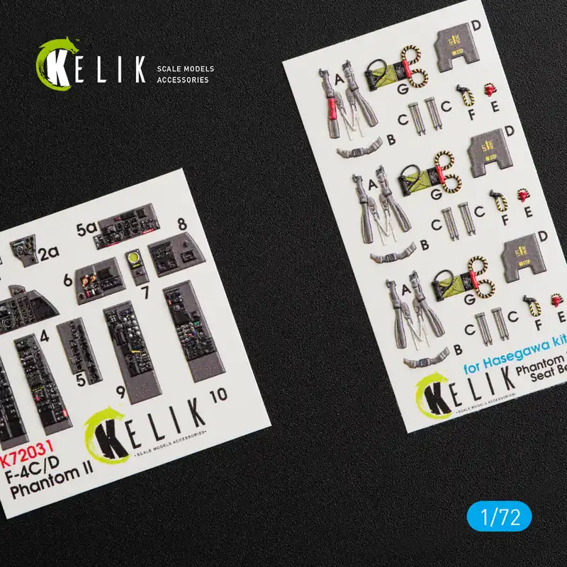 KELIK K72031 F-4 (C, D) Phantom II Interior 3D Decals For Hasegawa Kit Prix Bas