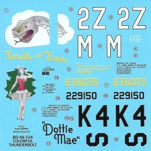 Vente Directe Berna Decals 48154 Republic P-47 D Colorful Thunderbolts