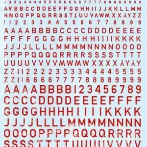 Berna Decals 006 Figures & Letters Red RAF Code (1, 2, 3, 4 & 6mm) Meilleur Choix