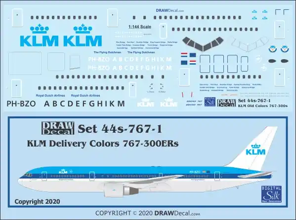 Draw Decal 44-767-01 Boeing 767-300ER - KLM Previous Colors Top Vente
