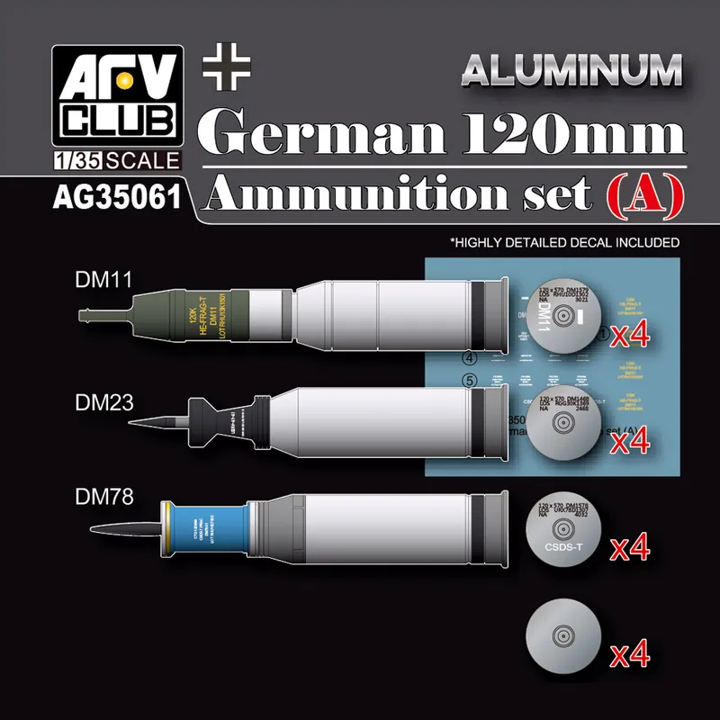 AFV Club AG35061 Modern German 120mm Tank Ammunition Set A (aluminium) Jusqu'à Épuisement Des Stocks