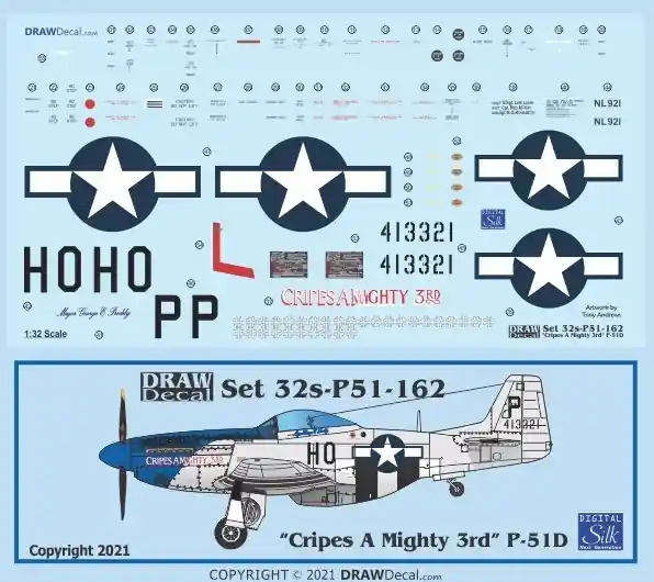 Draw Decal 32-P51-162 North American P-51 D - "Cripes A Mighty 3rd" Remise