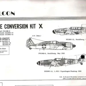 Meilleure Vente Falcon Model FNC010 Two seat conversions for Me-109 G-12 / G14 and Fw-190 S-8 (for Arii, Fujimi, Otaki and Revell)