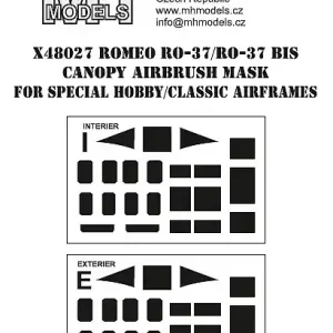 MH Models X48027 Romeo Ro-37/Ro-37bis canopy airbrush mask Satisfait Ou Remboursé