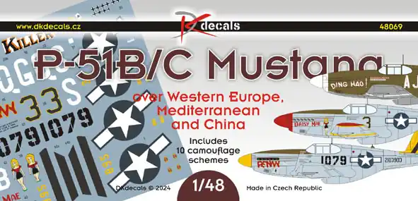 DKdecals 48069 P-51B/C Mustang - Over Western Europe, Mediterranean And China Nouveauté