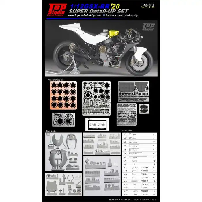 Commande En Gros Top Studio MD29019 Suzuki GSX-RR (2020) - Super Detail-Up Set (for Tamiya 14139 Kit)