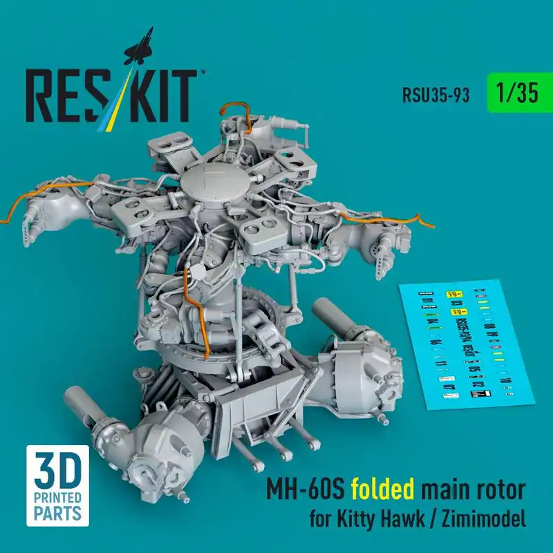 Bon Marché RES/KIT U35-0093 Sikorsky MH-60S - Folded Main Rotor (for Kitty Hawk and Zimimodel / 3D-Printed)
