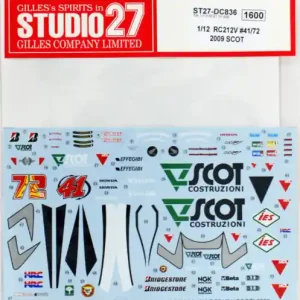 Studio 27 DC0836 Honda RC212V - SCOT 2009 Decals Set (for Tamiya Kits) Dernière Chance