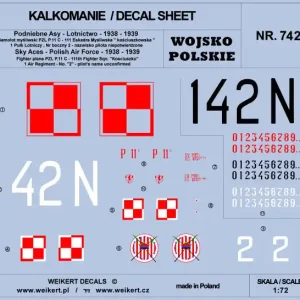 Promotion Weikert Decals DEC742 Podniebne Asy - PZL P.11 - 111 Polska Eskadra Myśliwska "Kościuszkowska" Volume 2