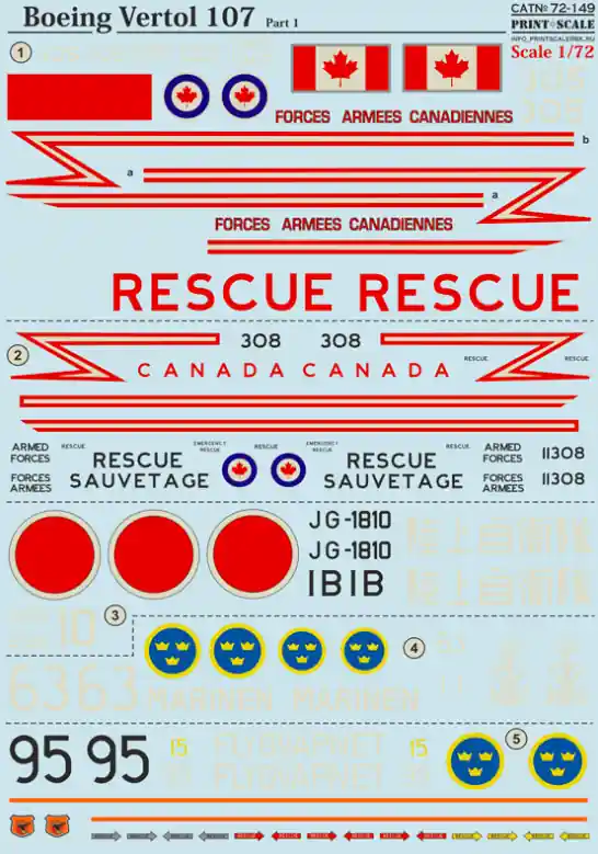 Print Scale 72-149 Boeing-Vertol 107 part 1 Remise