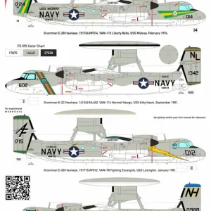 Satisfait Ou Remboursé CtA Cut then Add 059 Grumman E-2 B/C Hawkeye - 4 Markings VAW-115 / VAW-114 / VAW-78 and VAW-117