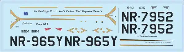Dernière Chance Draw Decal 72-RPD-VEGA-01 Lockheed Vega - Amelia Earhart‘s "Little Red Wagon"