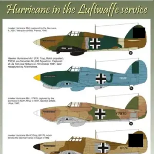 Retour Gratuit H-Model Decals D72028 Hawker Hurricane Mk.I and Mk.IIc Tropical in Luftwaffe Service
