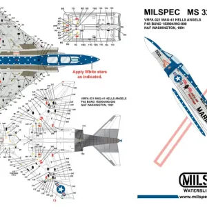 Milspec 32069 Mcdonnell Dogulas F-4 S Phantom - VMFA-321 Hells Angels / VMBuno 153904/MG-000 NAF Andrews Washington (1991) Retour Gratuit
