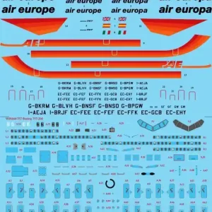 Bon Marché 26 Decals 441056 Boeing 757-200 - Air Europe/Air Europa (Laser Decal with Screen Print Details / for Zvezda Kits