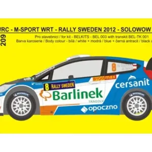 Rejimodel 209 Ford Fiesta WRC - Rally Sweden 2012 Solowow / Baran (for Belkits Kits) Haute Qualité