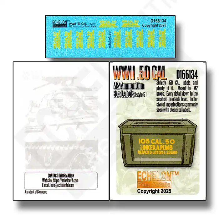 Nouvelle Collection Echelon Fine Details D166134 WWII .50 CAL ammo box labels (5)