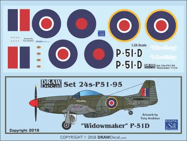 Draw Decal 24-P51-95 North American P-51 D - "Widowmaker" Dernière Chance