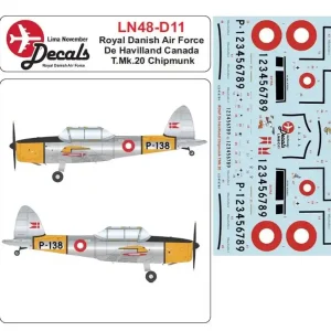 Dernière Chance Lima November Decals 48-D11 DHC-1 / de Havilland Chipmunk - Royal Danish Air Force Scheme