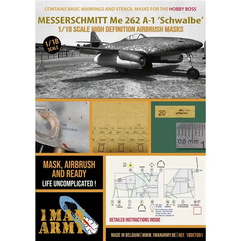 1 Man Army 18DET001 Messerschmitt Me-262 A-1 Schwalbe (for Hobby Boss Kits) Nouvel Arrivage