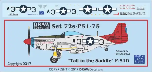 Draw Decal 72-P51-75 North American P-51 D - "Tall in the Saddle" Pas Cher