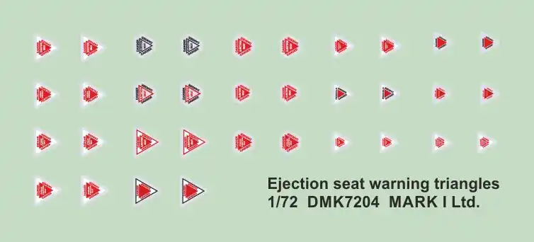 Affaire À Saisir Mark I Decals DMK7204 Ejection Seat Warning Triangles (2 sheets)