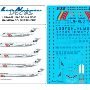 Lima November Decals 144-521 McDonnell Douglas DC-9 / MD-80 - SAS all Norwegian registered colour schemes Seulement Aujourd'hui