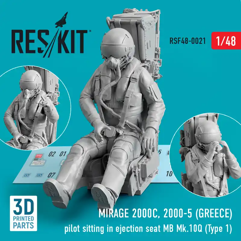 Dernier Modèle RES/KIT F48-0021 Mirage 2000C, 2000-5 (GREECE) Pilot Sitting In Ejection Seat MB Mk.10Q (Type 1)