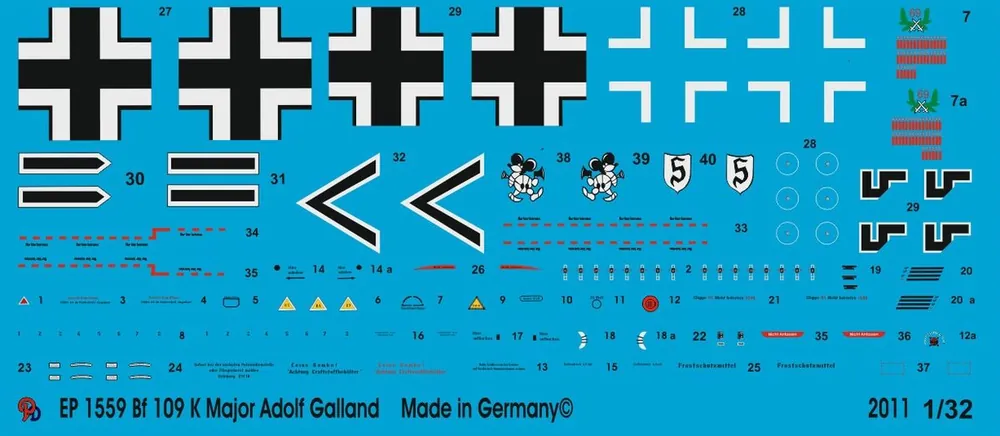 Peddinghaus-Decals 1559 Bf 109 K Major Adolf Galland Vente Directe