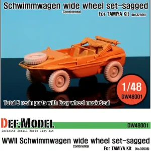 DEF Model DW48001 Schwimmwagen Wide Tire(continental)-Sagged (for Tamiya 1/48) Seulement Aujourd'hui