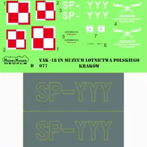 Model Maker Decals D32077 Yak-18 SP-YYY Prix Réduit