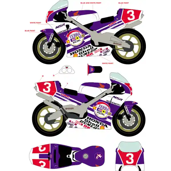 Prix Cassé Racing Decals 12-002 Honda NSR 500 3 All Japan Championship 1989