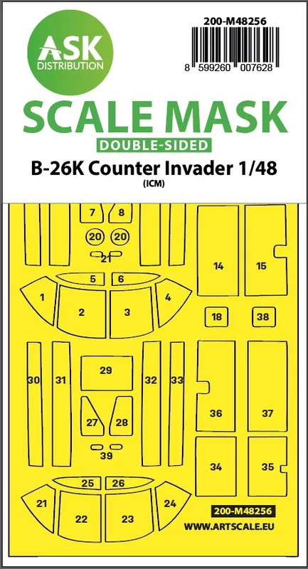 Art Scale Kit M48256 B-26K Counter Invader Double-Sided Express Fit Mask (For ICM) Authentique