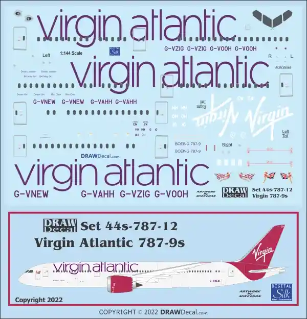 Draw Decal 44-787-12 Boeing 787-9 Dreamliner - Virgin Atlantic Offre Spéciale
